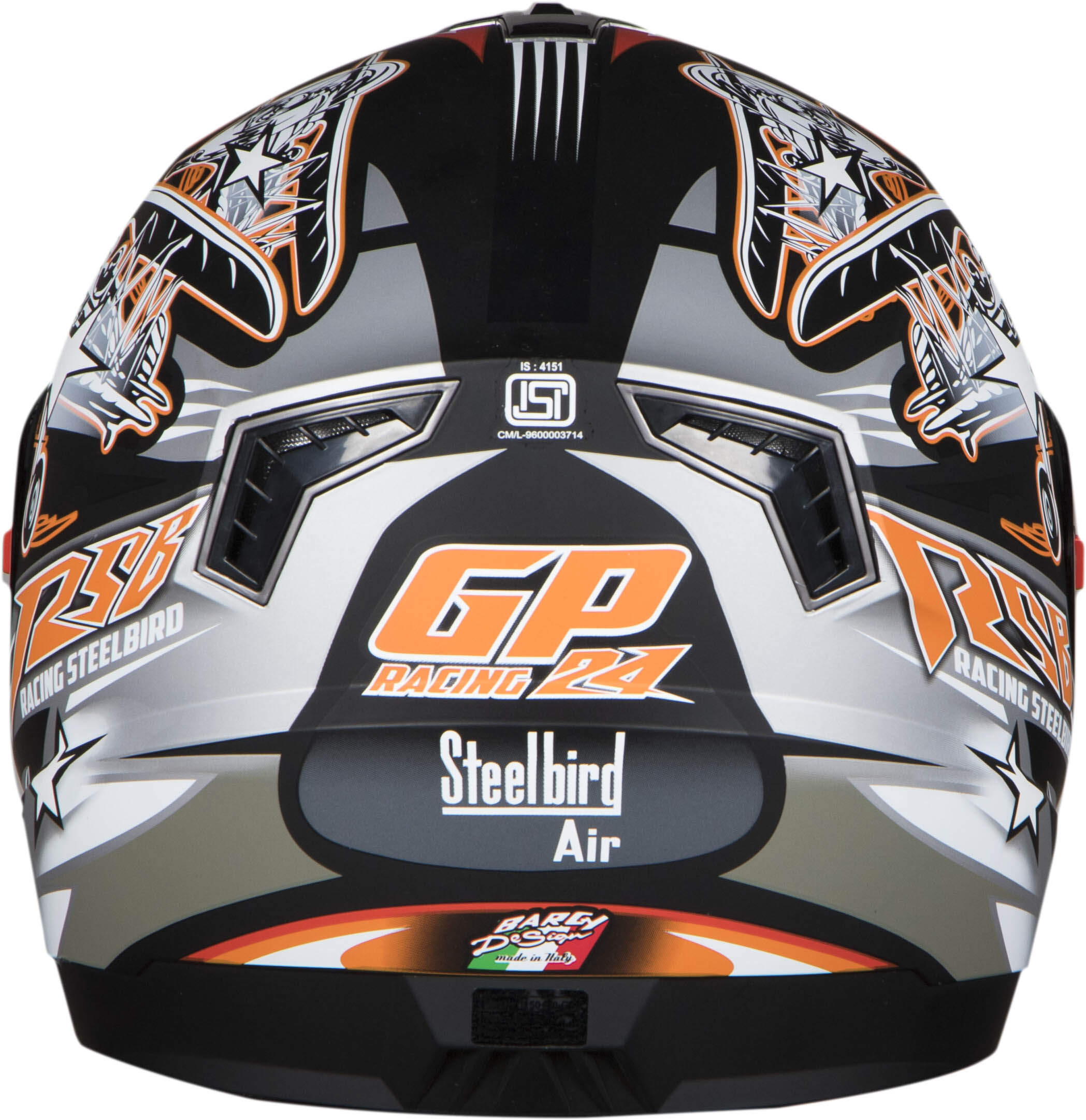 SBA-1 Hovering Mat Black With Orange ( Fitted With Clear Visor  Extra Rainbow Chrome Visor Free)